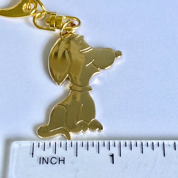 Vintage Snoopy Dog Keychain Keyring Zipper Pull Purse Charm Gold Plated Peanuts - Picture 11 of 12